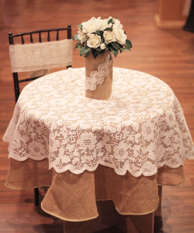 Floral Lace Overlay (Ivory) 60" Diameter - Click Image to Close